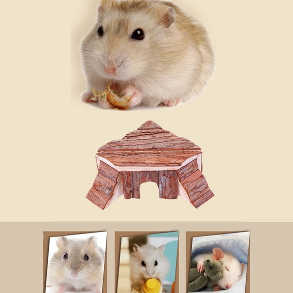 LOLIPPYY Wooden Hamster Hut Cottage for Small Pets Fun Hideout and Exploring House
