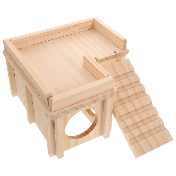 LOLIPPYY Wooden Reptile Habitat with Hidden Cave and Climbing Ramp for Bearded Dragon Enclosure