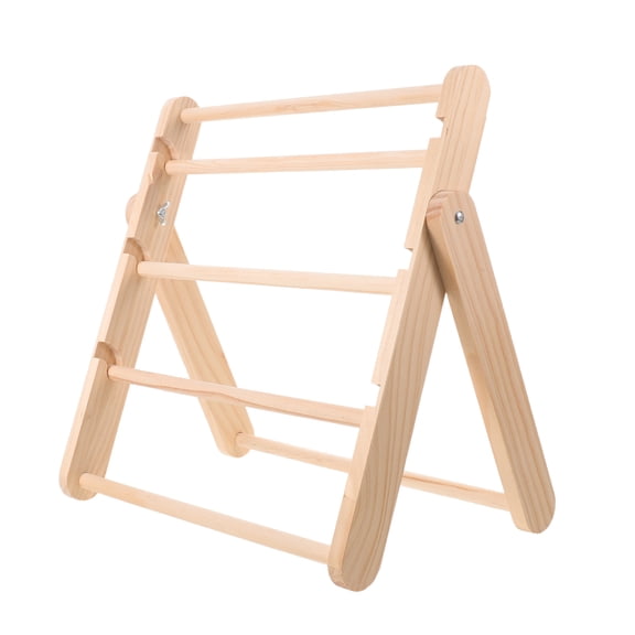 LOLIPPYY Wooden Ribbon Organizer Rack with Adjustable Shelves for Craft Storage and Washi Tape Display in Light Brown