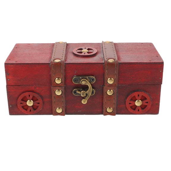 LOLIPPYY Wooden Storage Box: Treasure Chest with Hinged Lid & Latch - Vintage Treasure Box Keepsake Organizer for Jewelry Crafts Gifts