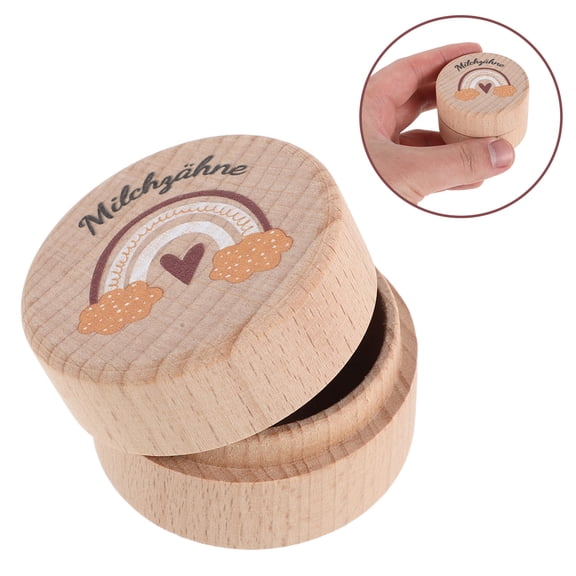 LOLIPPYY Wooden Tooth Fairy Box Beige Natural Material Storage Box for Lost Teeth Keepsake