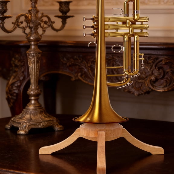 LOLIPPYY Wooden Trumpet Stand Stable Support Portable Brass Instrument Holder for Music Studio Use