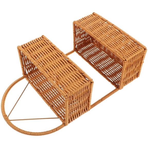LOLIPPYY Woven Hanging Storage Basket in Light Brown for Wall Mounted Kitchen Fruit Vegetable Organizer