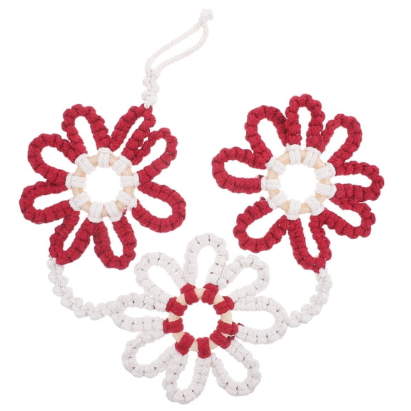 LOLIPPYY Woven Tassel Wall Hanging Sunflower Red Cotton Rope Wall Decoration For Kids Room Home Decor 1Pcs