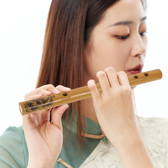 LOLIPPYY Yellow Bamboo Flute Six Hole Woodwind Instrument for Student Practice and Playing