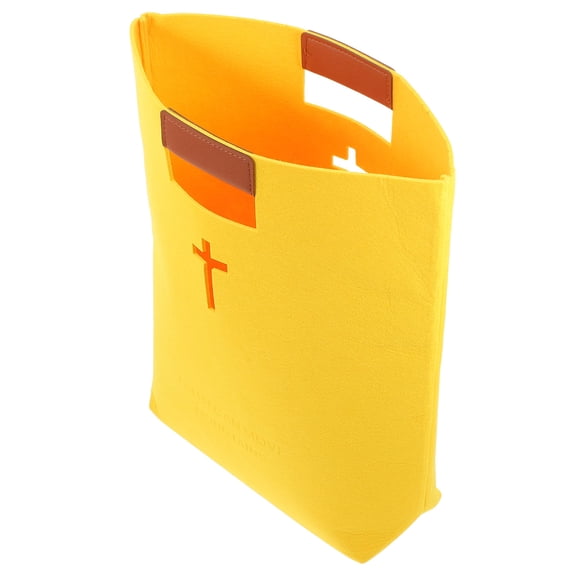 LOLIPPYY Yellow Bible Tote Bag with Pockets for Storage and Church Study with Stylish Design