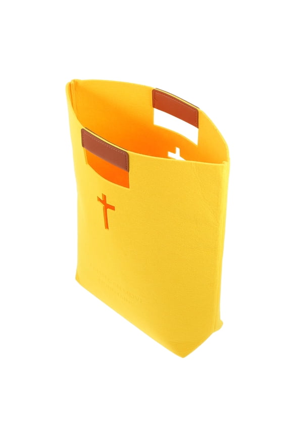 Yellow Bible Tote Bag with Pockets for Storage and Church Study with Stylish Design