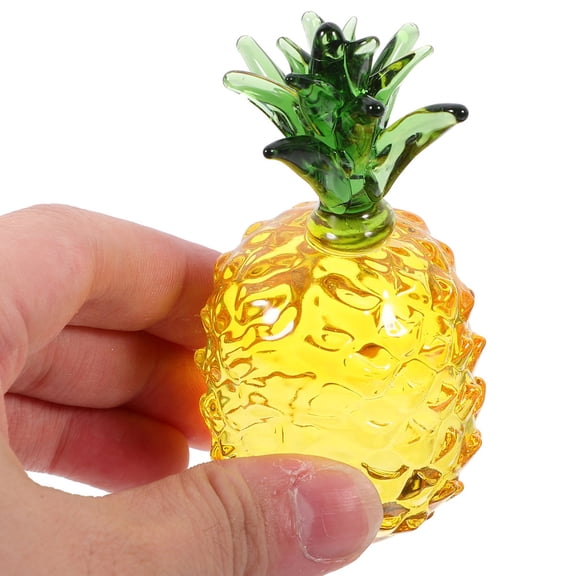 LOLIPPYY Yellow Crystal Pineapple Statue Decorative Fruit Sculpture for Home Office Tabletop Centerpiece