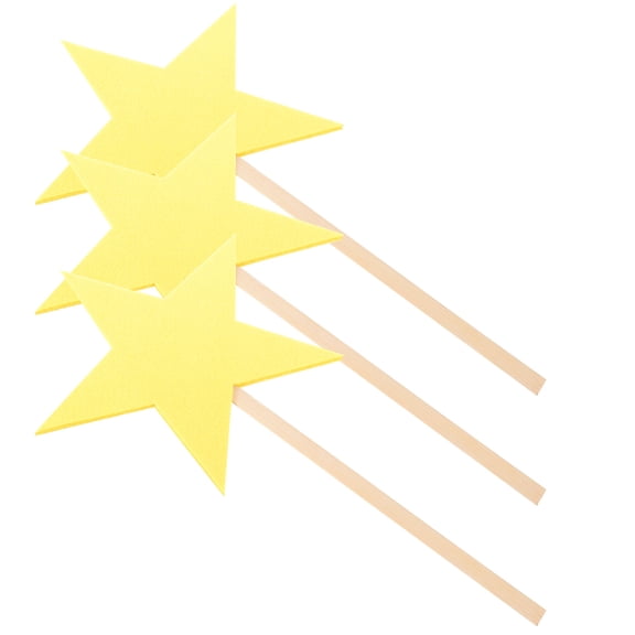 LOLIPPYY Yellow Felt Star Decorations for Parties and Events Handheld Star Cutouts for Classroom and Stage Use 3pcs
