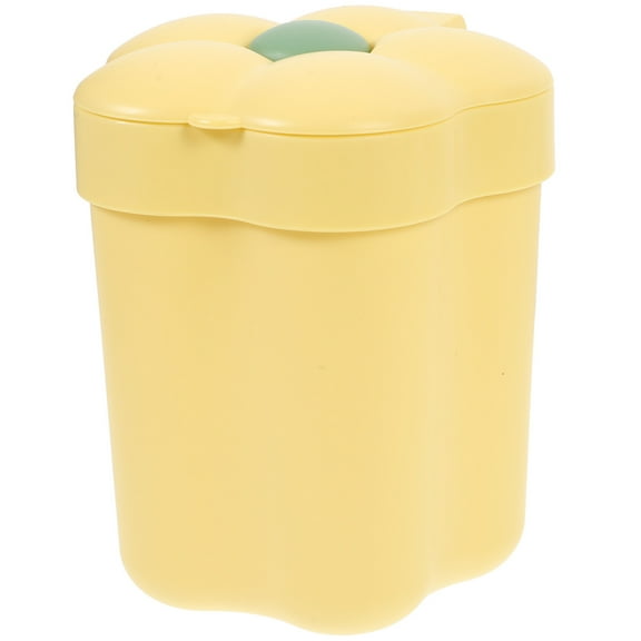 LOLIPPYY Yellow Lidded Trash Can Cute Plastic for Bathroom 1Pack