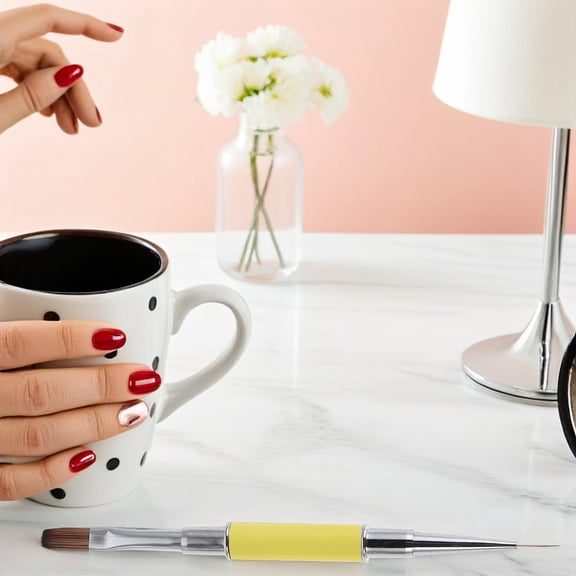 LOLIPPYY 3pcs DualEnded Nail Art Brushes for Precise Detailing and Versatile Application in Yellow Nylon and Metal