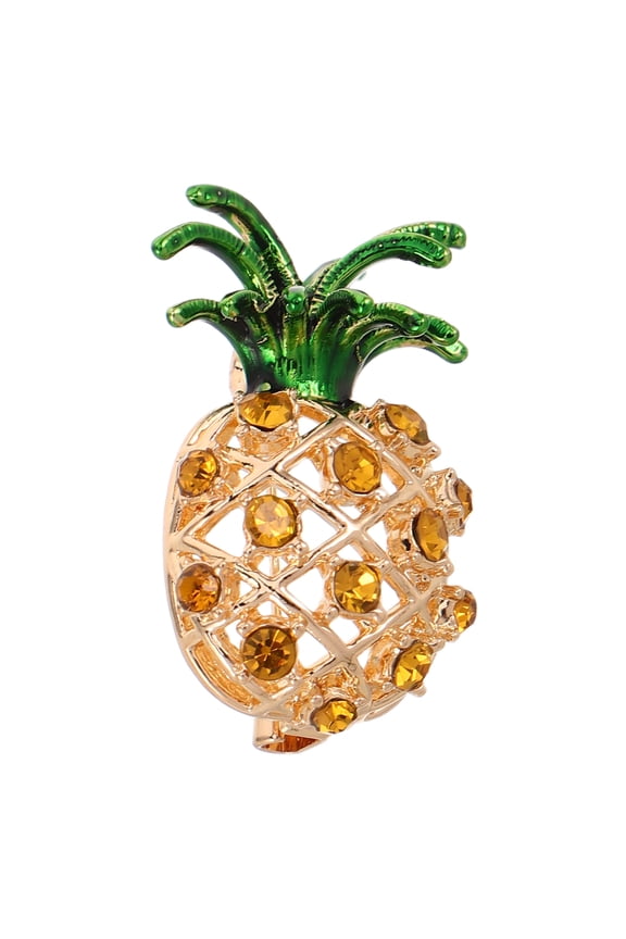 Yellow Pineapple Brooch Pin Jewelry with Rhinestones for Scarves Cards Backpacks Accessories