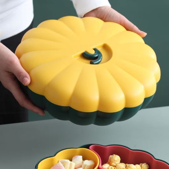 LOLIPPYY Yellow Plastic Divided Serving Tray for Party Snacks, Fruits, Office Use, and Entertaining