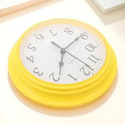 LOLIPPYY Yellow Plastic Wall Clock Battery Operated Quiet Sweep Movement for Bedroom, Office, Kitchen, and Living Room