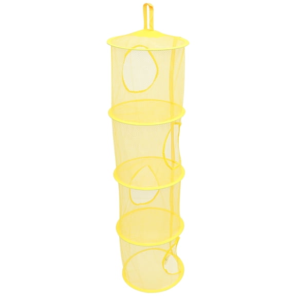 LOLIPPYY Yellow Polyester Mesh Hanging Drying Net with Foldable Design for Underwear Socks Storage