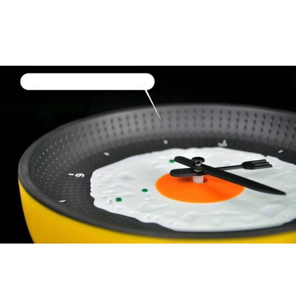 LOLIPPYY Yellow Wall Clock with Frying Egg Design and 12 Arab Numerals for Home