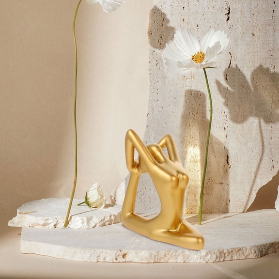 LOLIPPYY Yoga Pose Sculpture Eclectic Decor Golden Resin Home Decoration 3Pcs