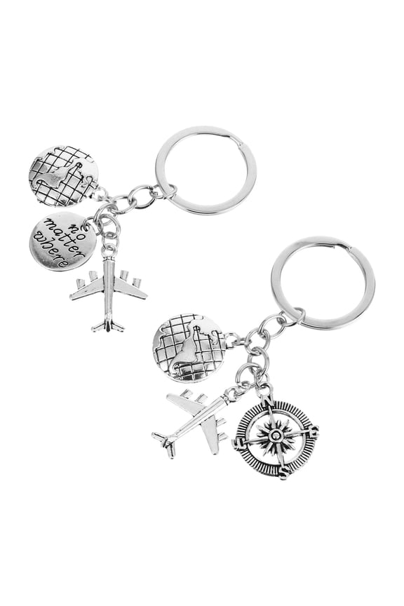 2pcs Zinc Alloy World Map Keychain Pendant, Key for Bag Charm, 2.5cm Stylish Accessories