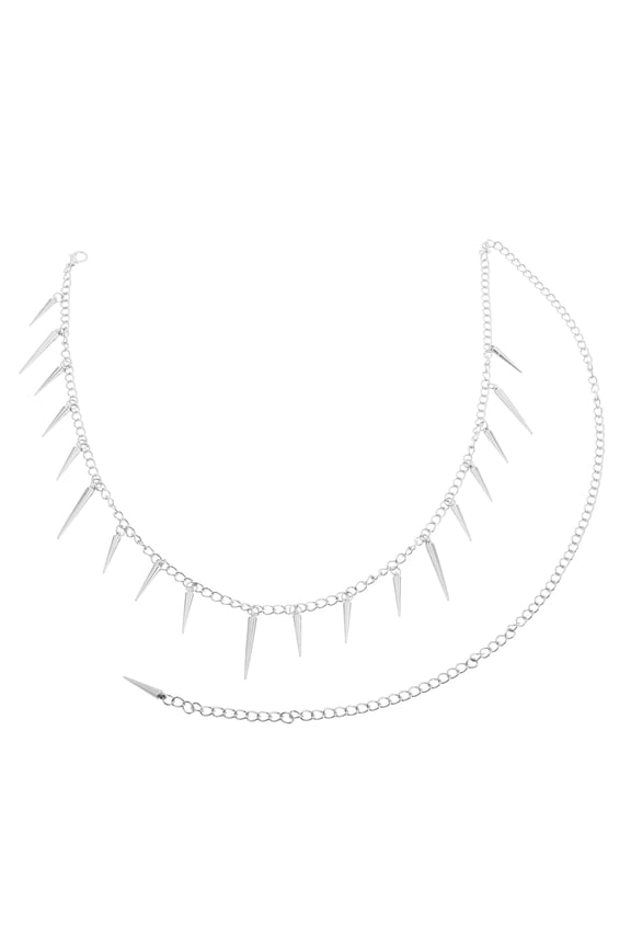 Zinc Alloy Punk Hip Hop Waist Chain with Tassel and Sharp Cone Details