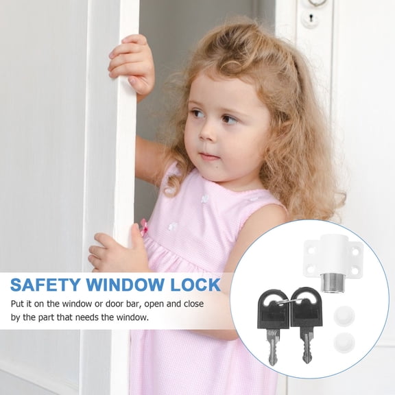 LOLIPPYY Zinc Alloy White Sash Window Lock Safety Stopper for Home Anti-Theft and Ventilation