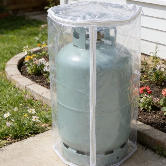 LOLIPPYY Zippered Clear PVC Propane Tank Cover for Outdoor Use with Universal Fit