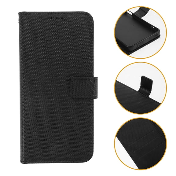 LOLIPPYY Black Mobile Phone Wallet Case with Strap, Protective Cover for Smartphones, 1 Piece