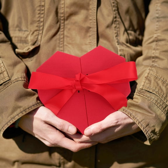 LOLIPPYY Heart Shaped Bracelet Box in Red Polyester for Couples Romantic Celebrations - 1 Set