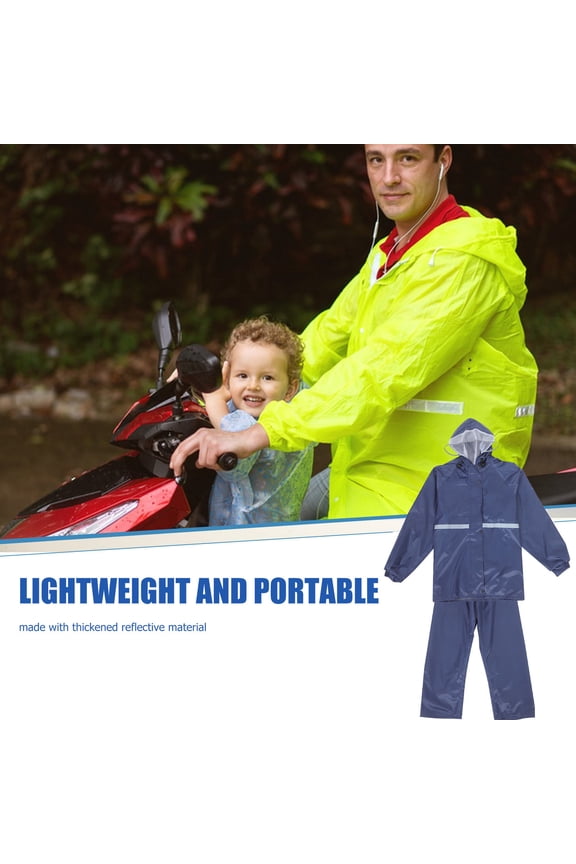 camping rain jacket Rain Suit Navy 1 Set Double Layer Design for Cycling and Walking in Outdoor Adventures