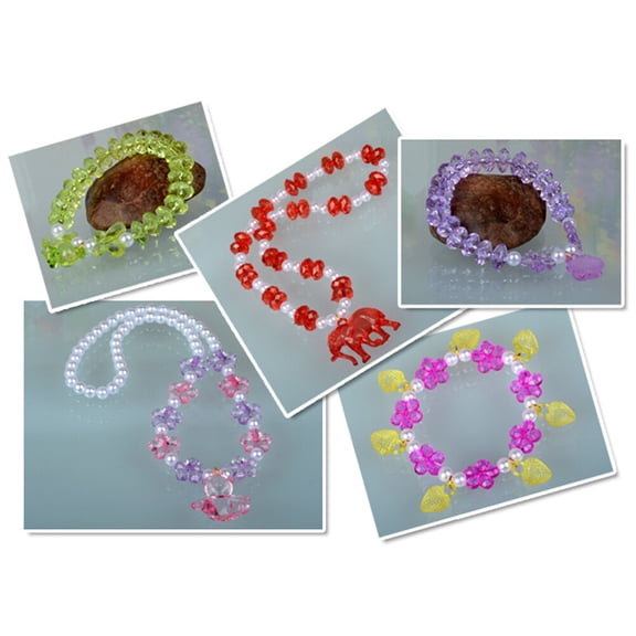 LOLIPPYY 550-Piece Children's Handmade Bead Strings Set with White Acrylic and Porcelain Beads for Jewelry Crafting