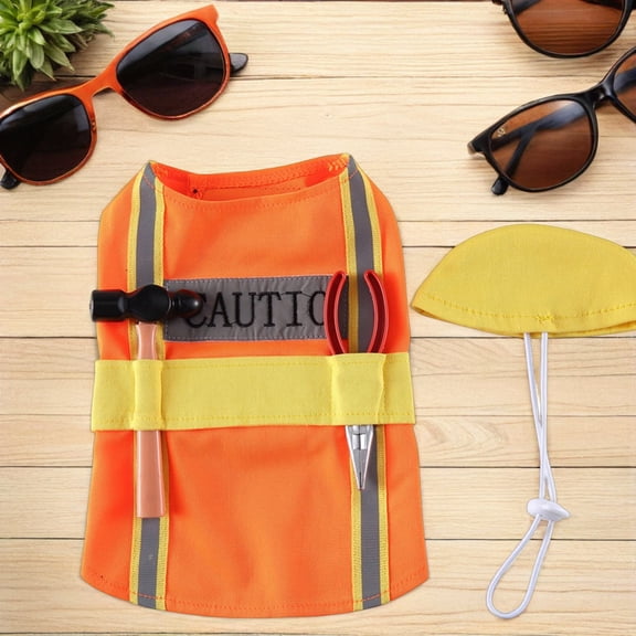 LOLIPPYY construction worker costume for dog Polyester Orange for Outdoor Walks 1Pcs