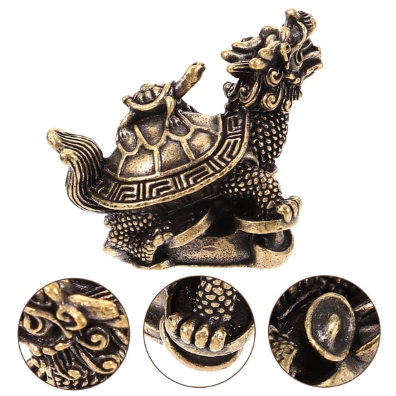LOLIPPYY Dragon Turtle Copper Statue Craft Sculpture for Indoor Home Decor, Dragon Figurine Collectible, 1 Set