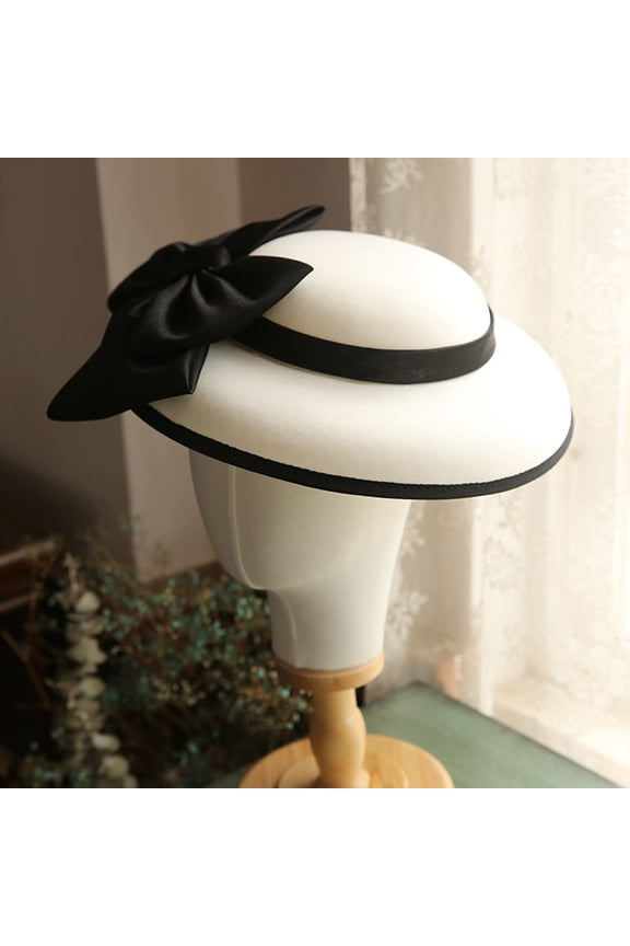 White Retro Style Fancy Hat for Women, Elegant Cloth Fashion Accessory Perfect for Weddings, Parties, and Dress Up Events