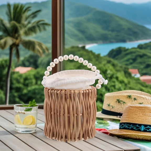 LOLIPPYY flower basket willow basket Round Storage 1Pack for Bridesmaids