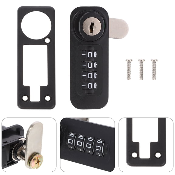 LOLIPPYY key lock Mechanical 4 Lock Combination Lock for Office Use Black 1 Set