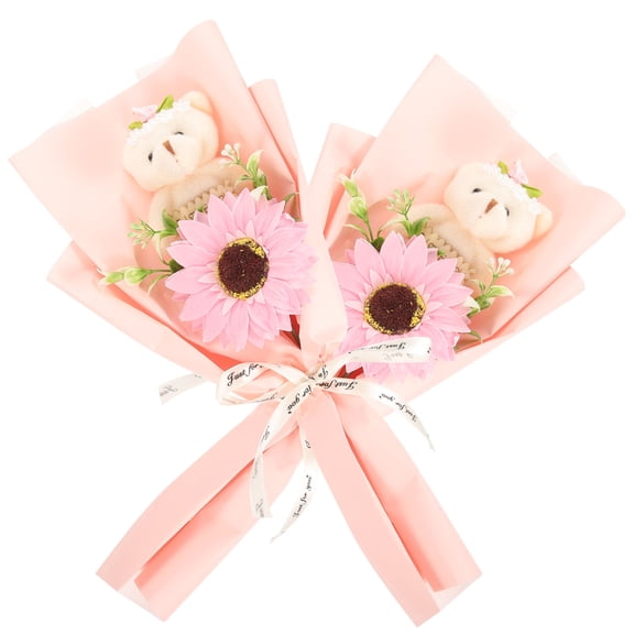 LOLIPPYY party decoration graduation season bouquet Graduation Bear Bouquet Pink 2pcs Indoor Space Ornaments