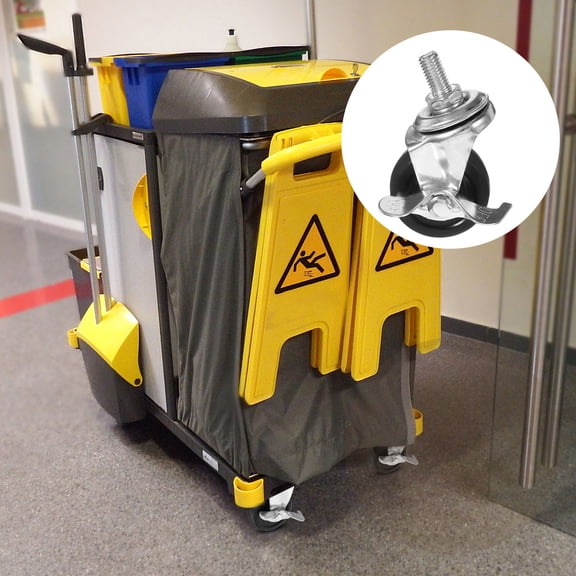 LOLIPPYY replacement wheels for cart Silver rubber Brake Round small caster wheels 1Pack