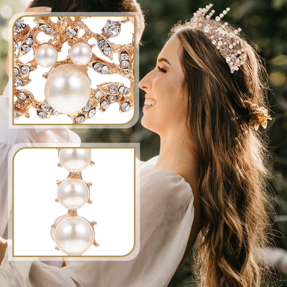 LOLIPPYY rhinestone crown headpiece Wedding Crown Golden for Special Party 1Set