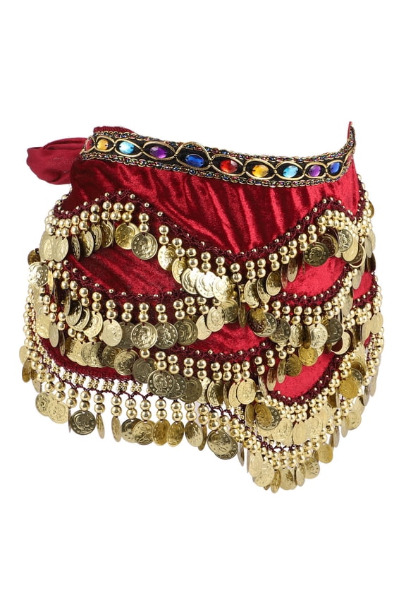 's Hip Scarf Belly Dance Skirt with Coins for Practice and Fashion 1 Pc Synthetic Material