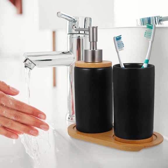 LOLIPPYY shower soap dispenser Bathroom Accessories Set Ceramic Black for Bathroom Essentials 1 Set