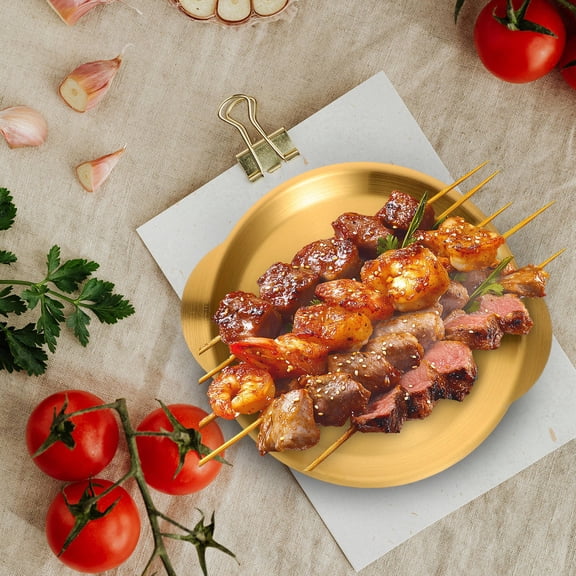 LOLIPPYY stainless steel fish plate 3pcs Golden for Serving Barbecue during Parties