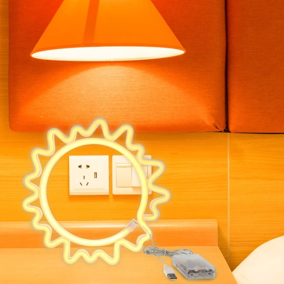 LOLIPPYY Creative Sun Shaped Neon Lamp White ABS USB Powered for Indoor Decor