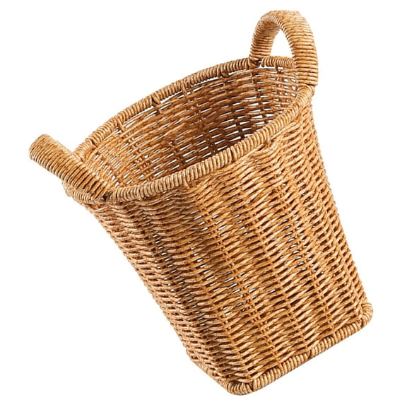 LOLIPPYY sundries storage baskets Storage Basket Plastic Light Brown Woven Photo Prop 1Pack