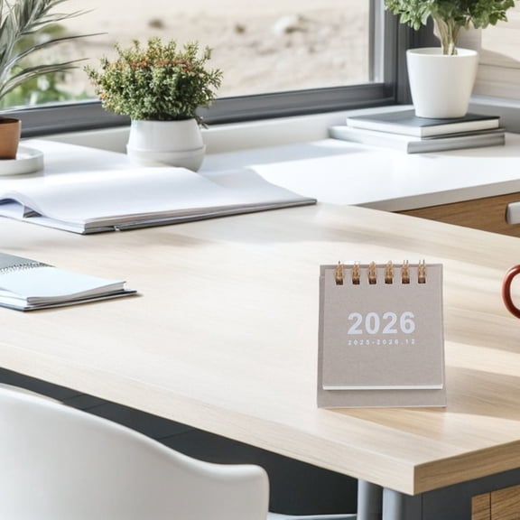 LOLIPPYY 2026 Grey Tabletop Calendar for Workspace, Paper Task Tracker, 1 Piece
