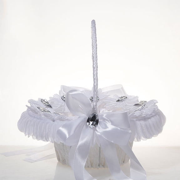 LOLIPPYY wedding rattan flower basket Paper Rope Holding Flowers White 1Set