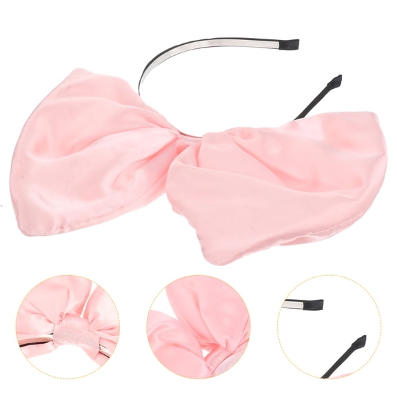 LOLIPPYY women huge bow headband Satin Pink for Girls New Year's Eve Party 1Set