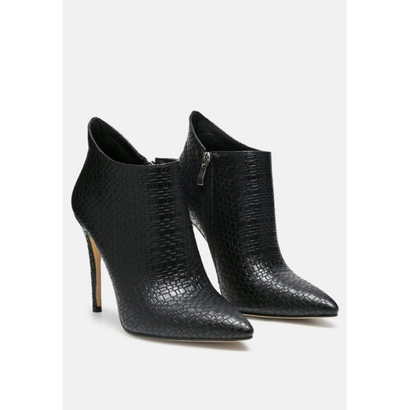 LOLITA Woven Texture Stiletto Boot in Black