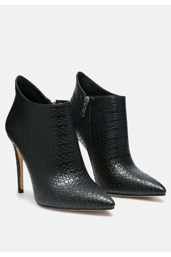 LOLITA Woven Texture Stiletto Boot in Black