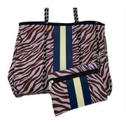 LOLLY LUELLA Women s Neoprene Zebra Stripes Tote Bag with Removable Small Zippered Pouch ,Purple