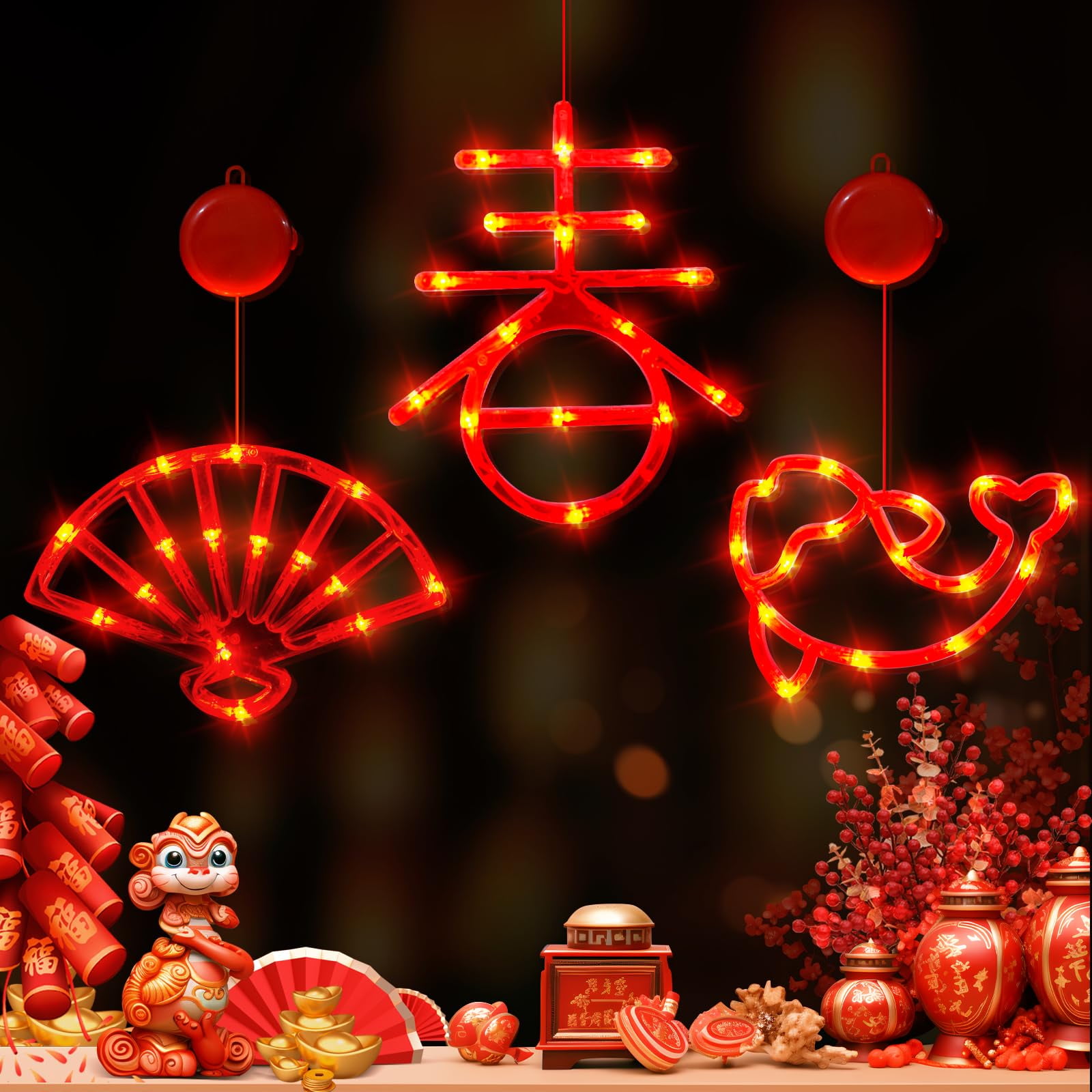 LOLStar Chinese New Year Decorations 2025, Lunar New Year Window Lights