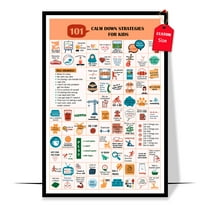 LOLUIS 101 Calm Down Strategies Poster, Emotional Regulation Skills Poster, Mental Health Poster for Kids Teens (Unframed 11"x17")